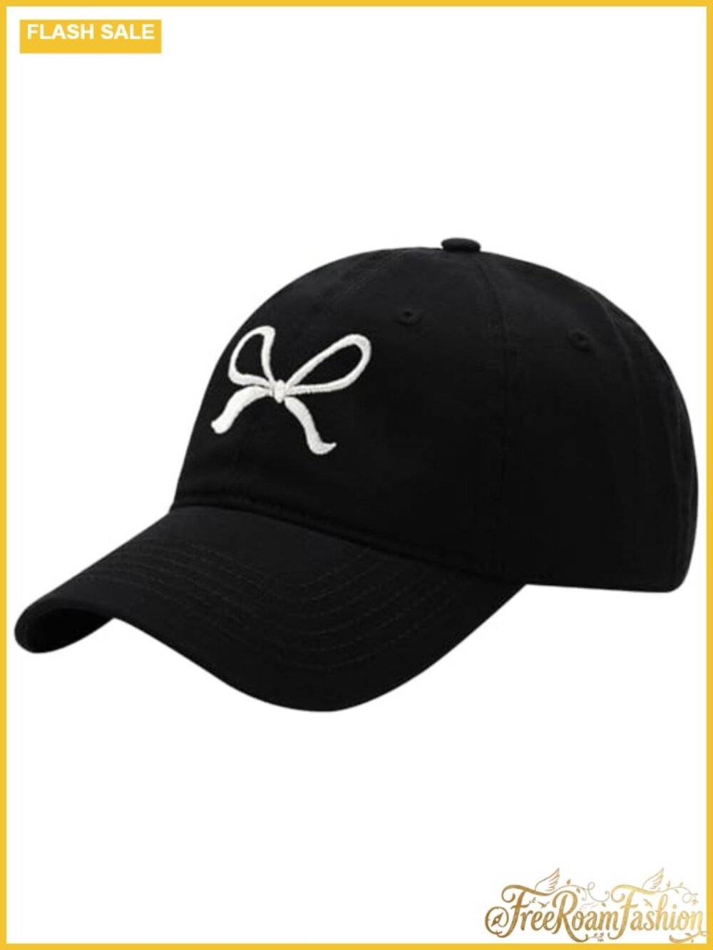Unisex Bow Embroidery Baseball Cap Adjustable Cotton Outdoor Sun Hat
